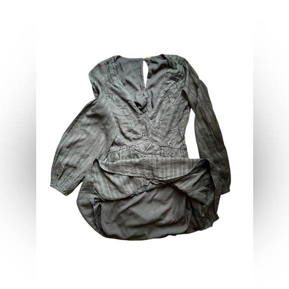 FREE PEOPLE DRESS Womens PATCHWORK OF MY DREAMS MINI Boho Pockets Lace Crochet S - Picture 12 of 16